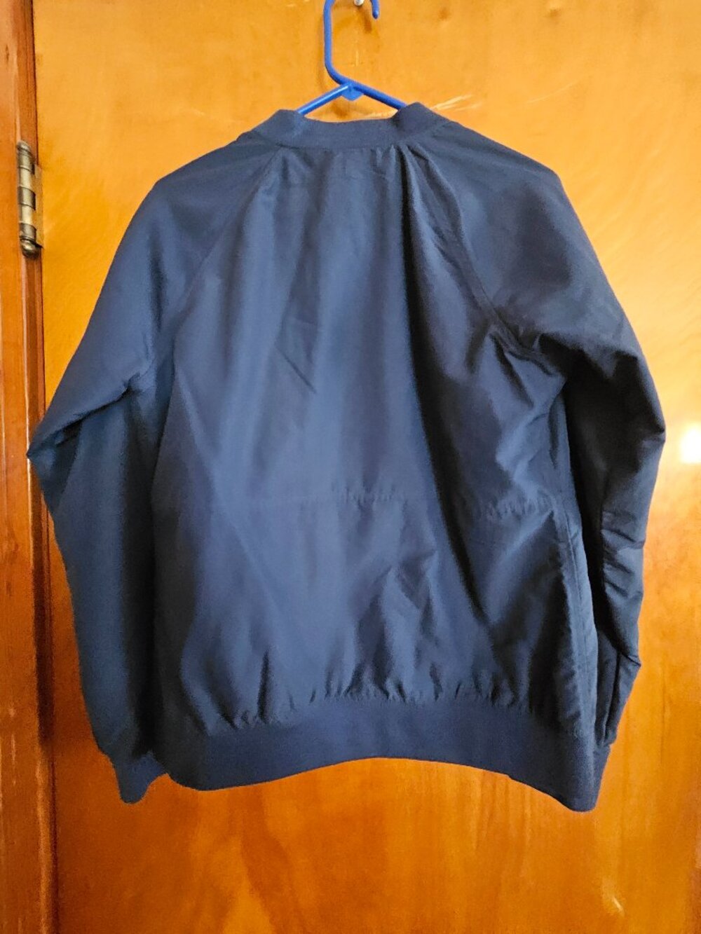 LL Bean navy blue small fleece lined windbreaker bomber jacket